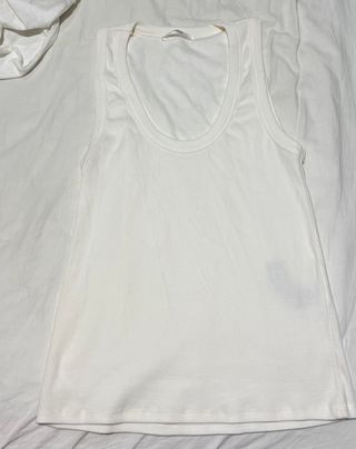 Top Zara blanco algodón canalé