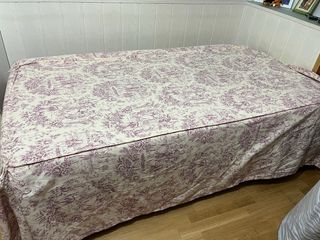 Colcha cama individual - algodón - beige/morado