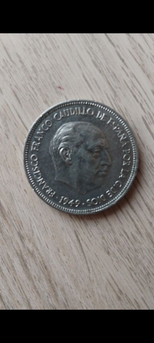 5 Ptas España 1949 Franco estrellas *19*  *49*