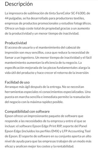 Epson SureColor SC-F6300: Impresora sublimación