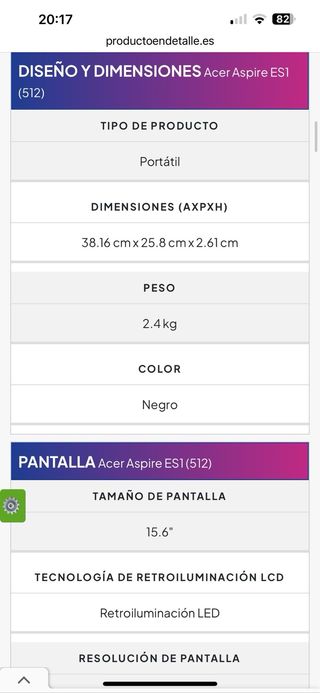 Portátil Acer negro