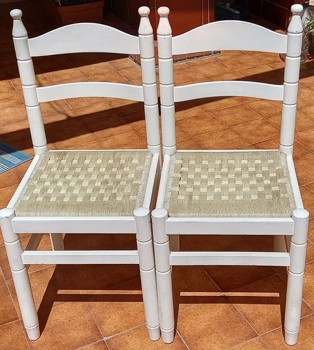 OFERTA!! 2 Sillas Madera Rústicas Blancas