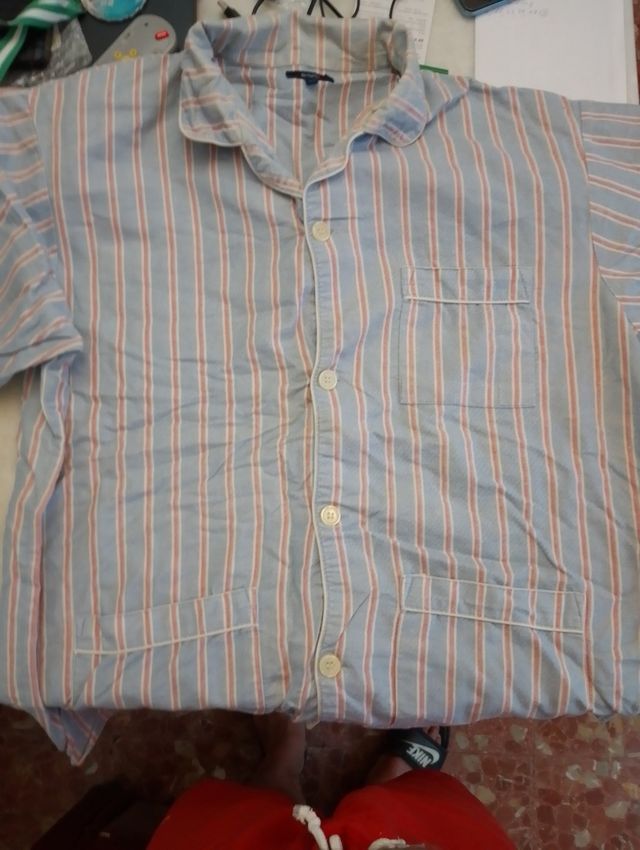 Pijama rayas azul-rosa T-L