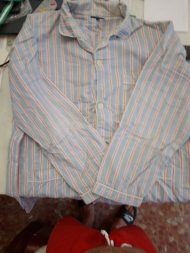 Pijama rayas azul-rosa T-L