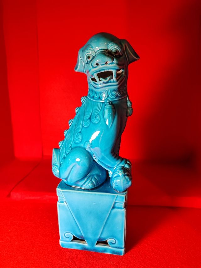 Leone foo di porcellana in turchese