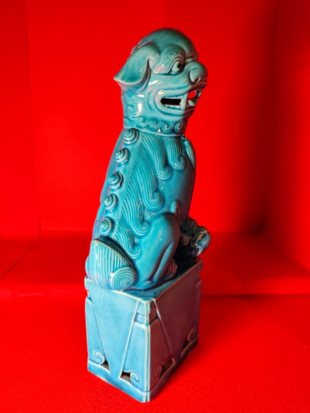 Leone foo di porcellana in turchese