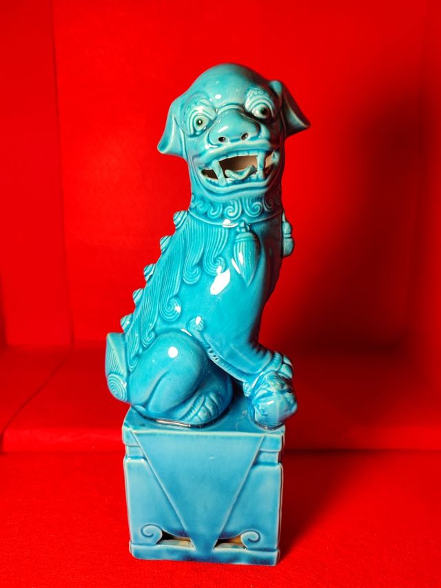 Leone foo di porcellana in turchese