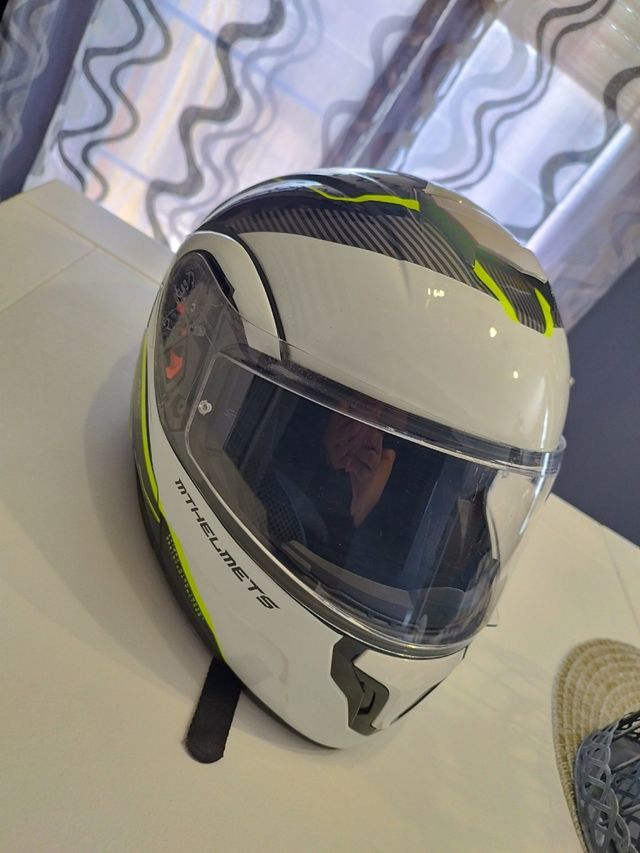 Casco moto MT Atom - Blanco/Negro Talla M