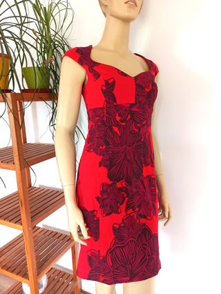 Vestido rojo flores grandes - Talla S
