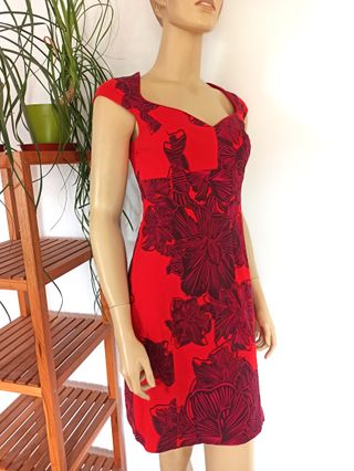 Vestido rojo flores grandes - Talla S