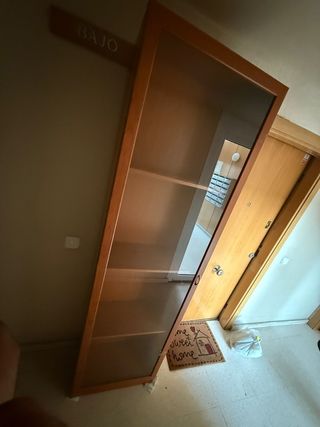 Vitrina de madera con puerta de cristal