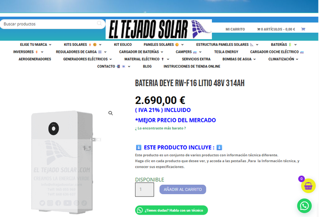 Batería DEYE RW-F16 48V 314Ah