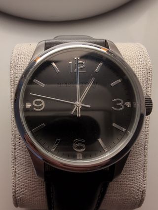 Reloj Aristocracy - Negro y Plata correa de piel