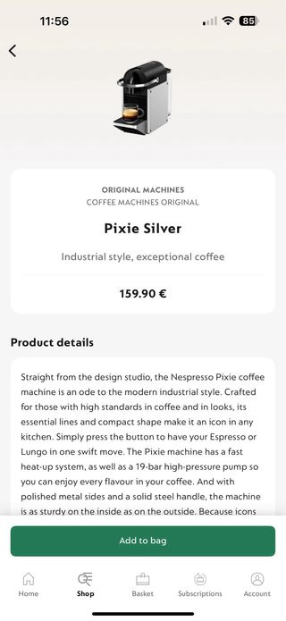 Cafetera Nespresso Pixie + Aeroccino