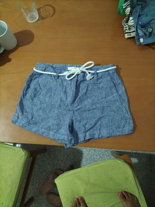 Shorts azules de lino