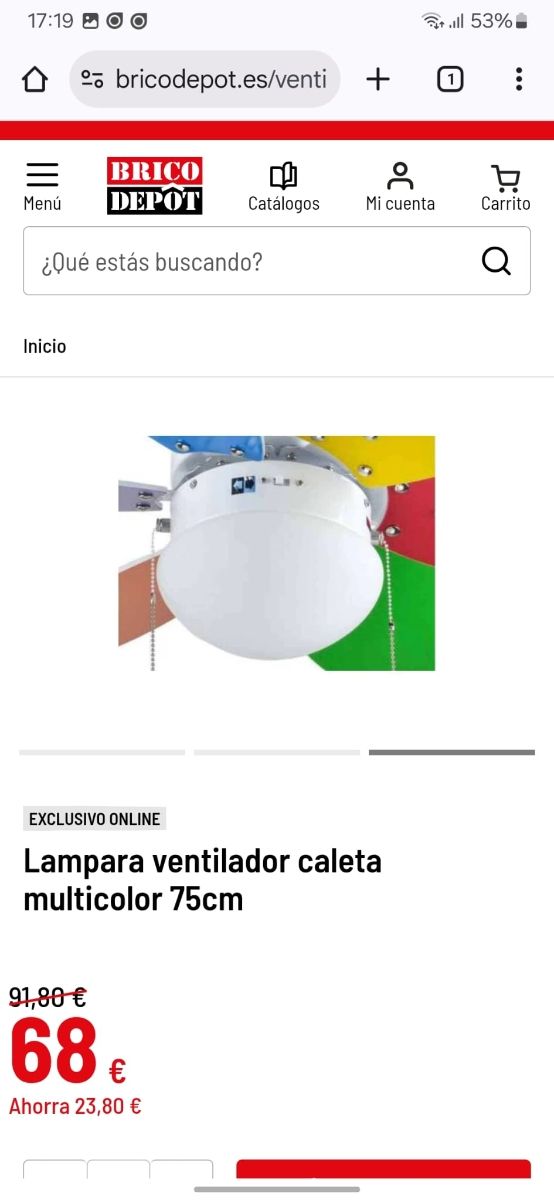 Lampara ventilador multicolor 75cm