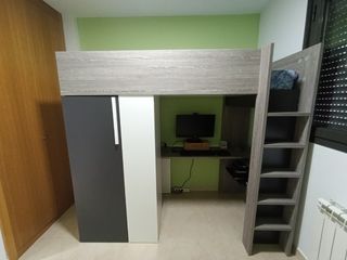 Cama alta juvenil 90x200cm gris