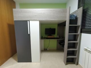 Cama alta juvenil 90x200cm gris