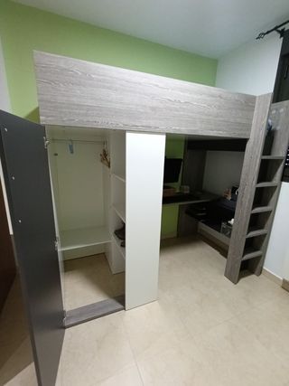 Cama alta juvenil 90x200cm gris
