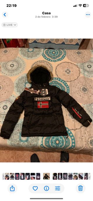 Abrigo Geograpical Norway Negro Talla 14 añosNUEVO