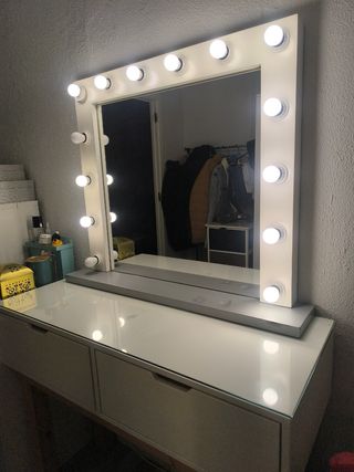 Espejo tocador con luces LED blanco