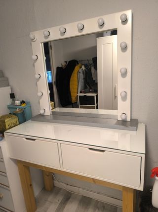 Espejo tocador con luces LED blanco