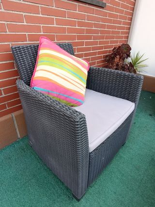 Conjunto jardín exterior - ratán gris
