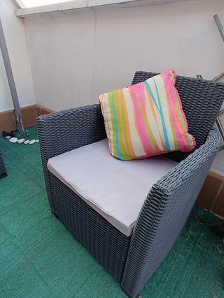 Conjunto jardín exterior - ratán gris