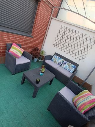 Conjunto jardín exterior - ratán gris