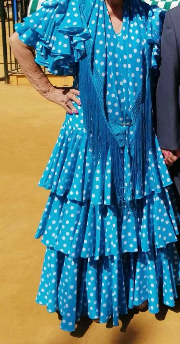 Traje Flamenca lunares turquesa