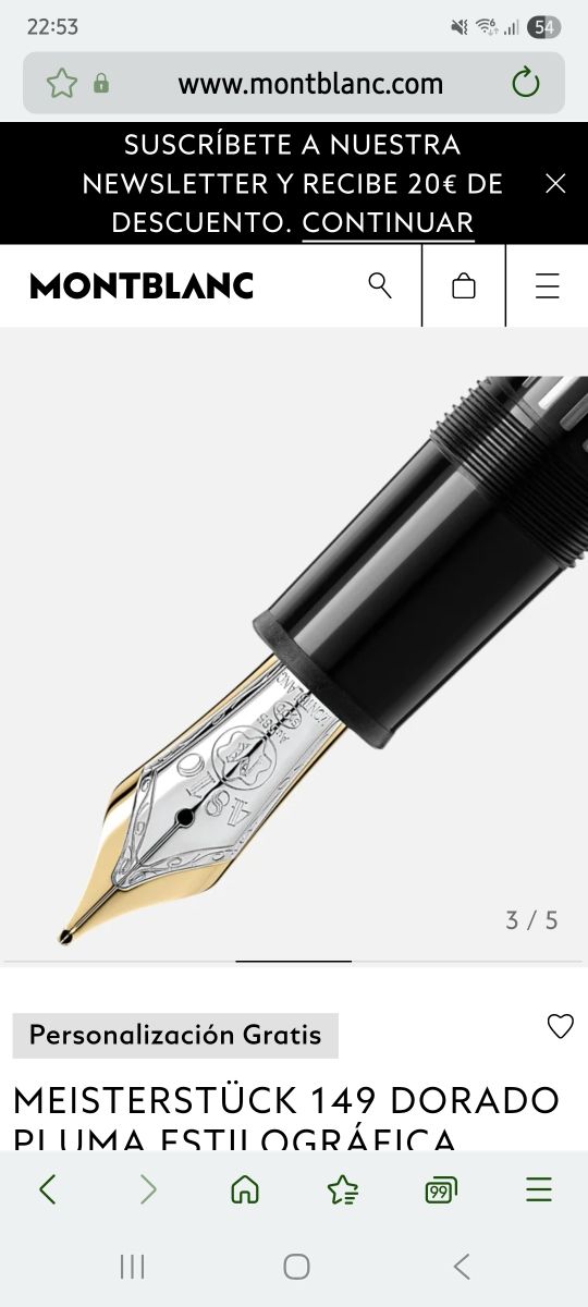 Montblanc Meisterstück 149 dorado Pluma estilográf