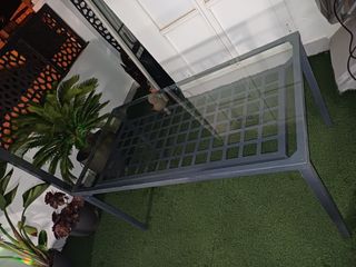 Mesa cristal acero IKEA - Gris
