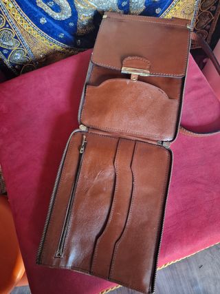 Tracolla vintage in pelle marrone
