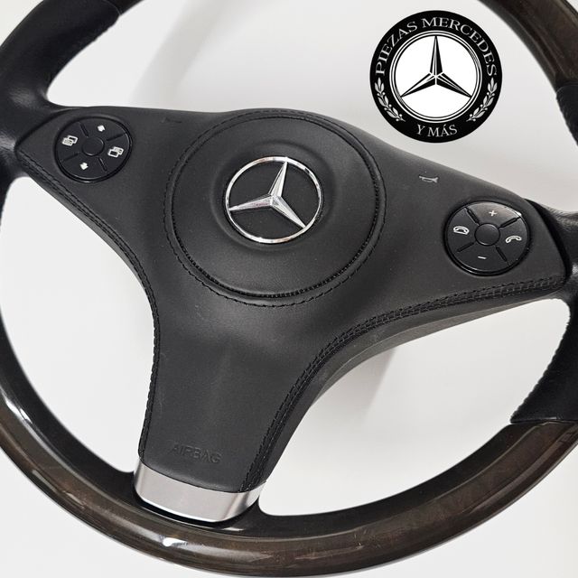 Volante Mercedes madera y piel negro