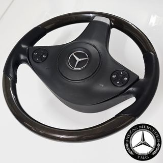 Volante Mercedes madera y piel negro