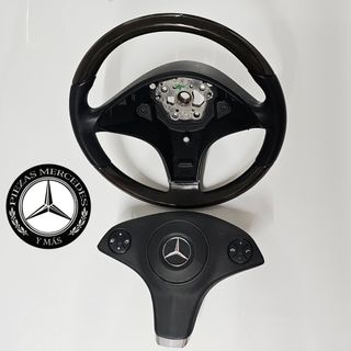 Volante Mercedes madera y piel negro