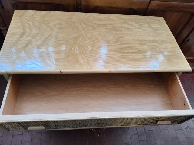 Cassettiera vintage vimini bambù