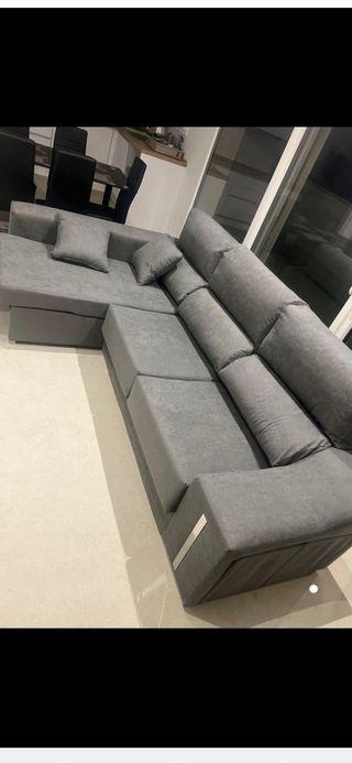 Sofá chaise longue gris