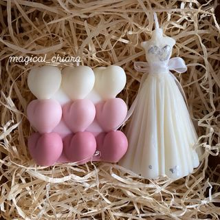 Candele matrimonio - abito & cuori