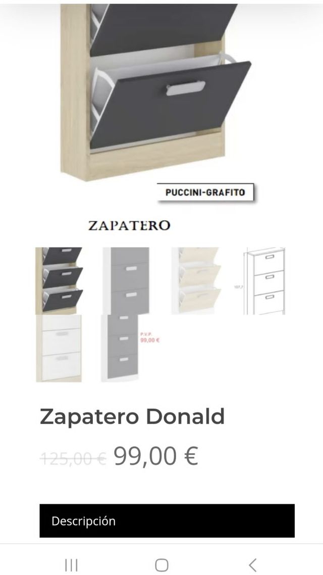 Zapatero 3 cajones blanco y beige