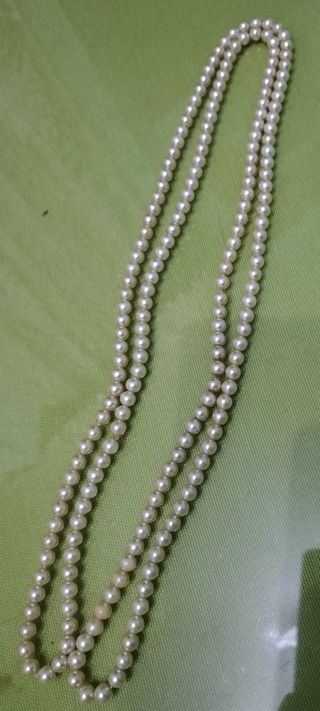 Collar largo perlas blancas