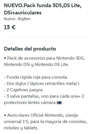 NUEVO.Funda 3DS,DSi,DS Lite+accesorios+auriculares