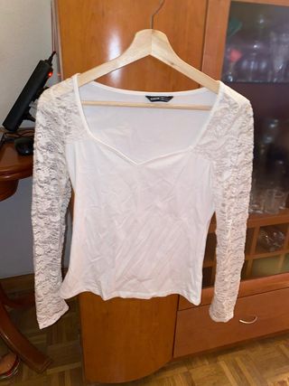 Blusa SHEIN blanca encaje