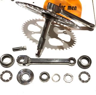 Plato,biela y eje completo bicicleta clasica
