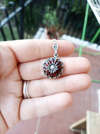 Collana catenina donna Argento ciondolo Granato