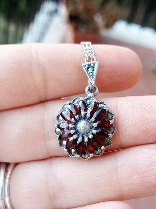 Collana catenina donna Argento ciondolo Granato