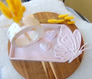 Vassoio Decorativo Rosa e Bianco