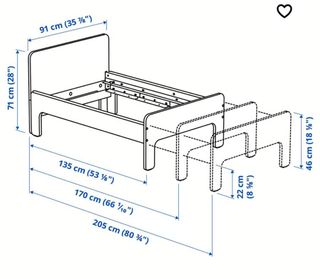 Cama+somier y colchón extensibles 130,165,200 cm