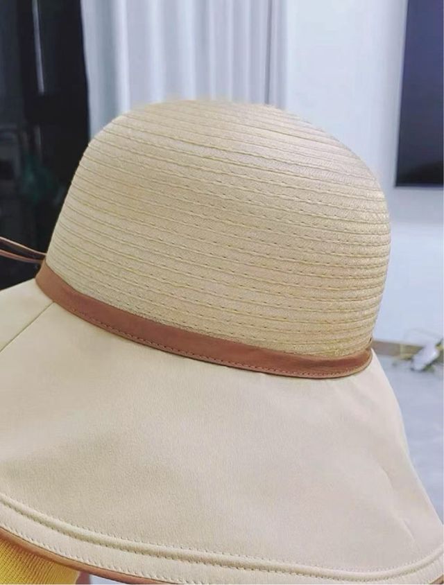 Sombrero playa beige mujer