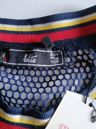 Camiseta azul de rejilla - Talla XS
